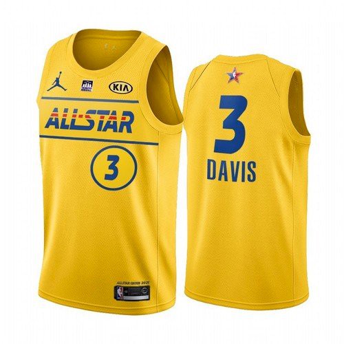 Men's 2021 All-Star Lakers #3 Anthony Davis Yellow Western Conference Stitched NBA Jersey